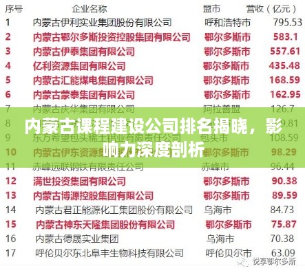 内蒙古课程建设公司排名揭晓，影响力深度剖析