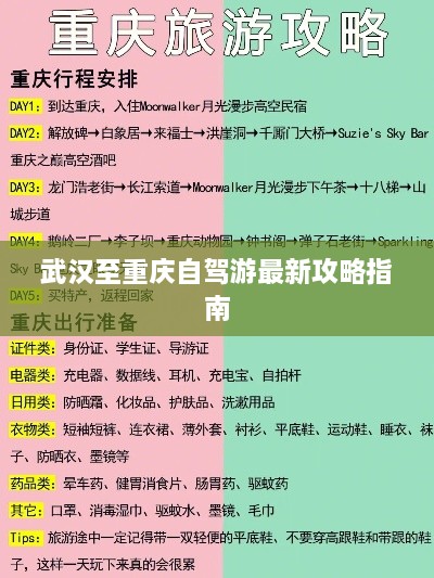 武汉至重庆自驾游最新攻略指南