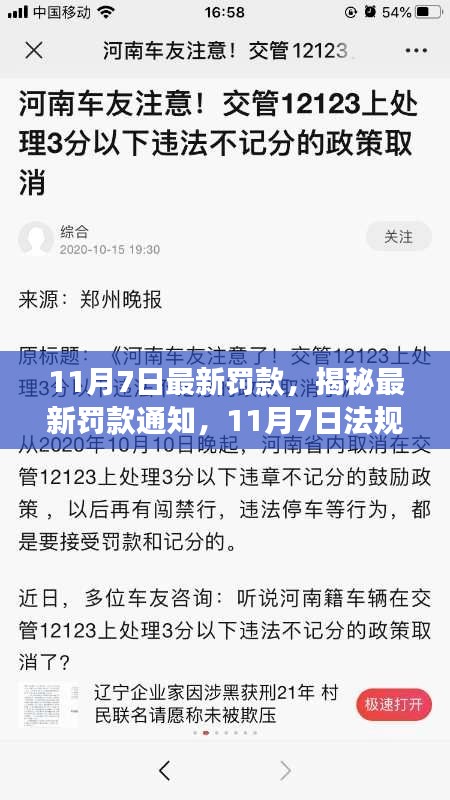 揭秘最新罚款通知，11月7日法规更新解读及罚款要点分析