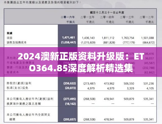 2024澳新正版资料升级版：ETO364.85深度解析精选集