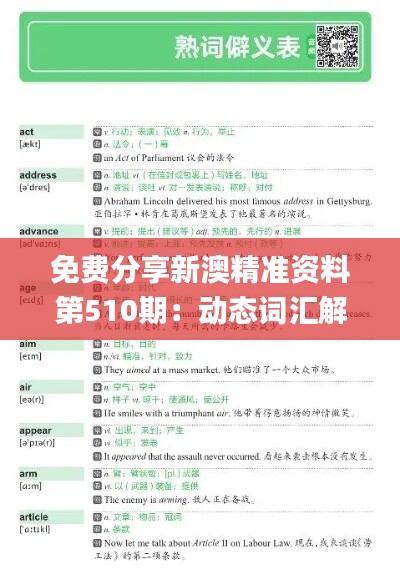 免费分享新澳精准资料第510期：动态词汇解析_高清BWM15.58版