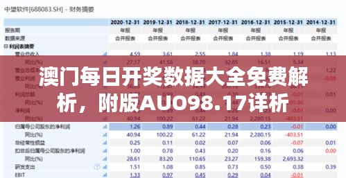 澳门每日开奖数据大全免费解析，附版AUO98.17详析