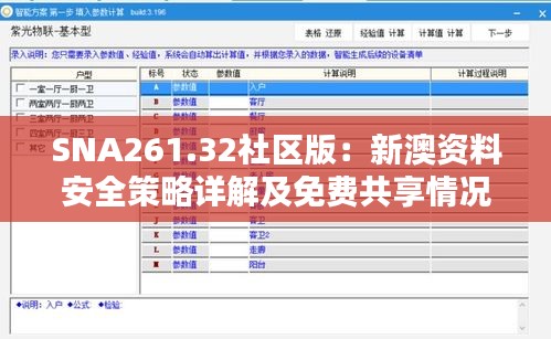 SNA261.32社区版：新澳资料安全策略详解及免费共享情况