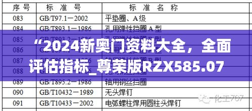 “2024新奥门资料大全，全面评估指标_尊荣版RZX585.07”