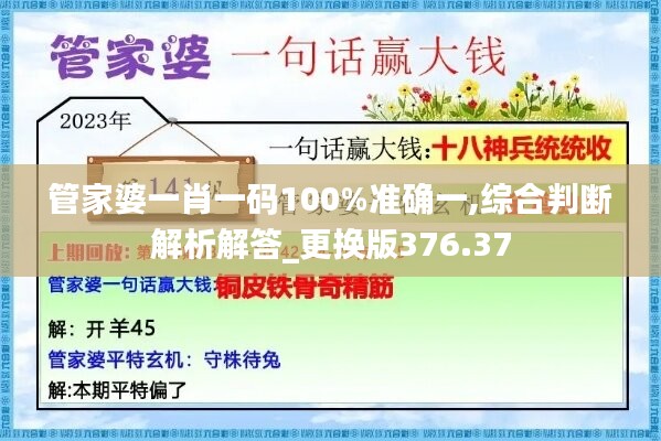 管家婆一肖一码100%准确一,综合判断解析解答_更换版376.37