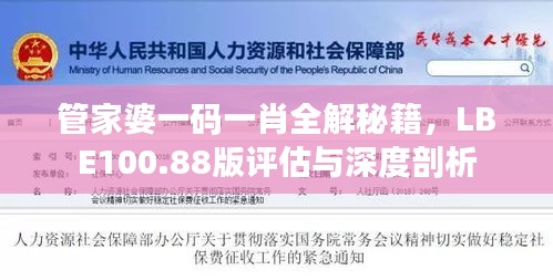 管家婆一码一肖全解秘籍，LBE100.88版评估与深度剖析