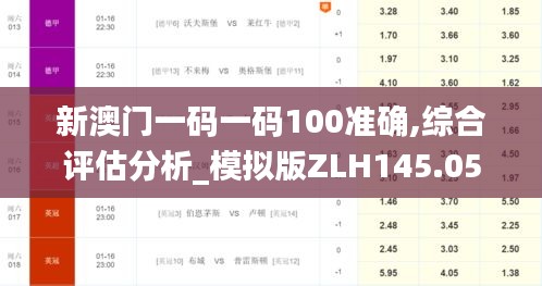 新澳门一码一码100准确,综合评估分析_模拟版ZLH145.05