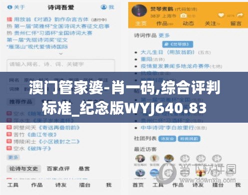 澳门管家婆-肖一码,综合评判标准_纪念版WYJ640.83