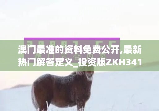 澳门最准的资料免费公开,最新热门解答定义_投资版ZKH341.4