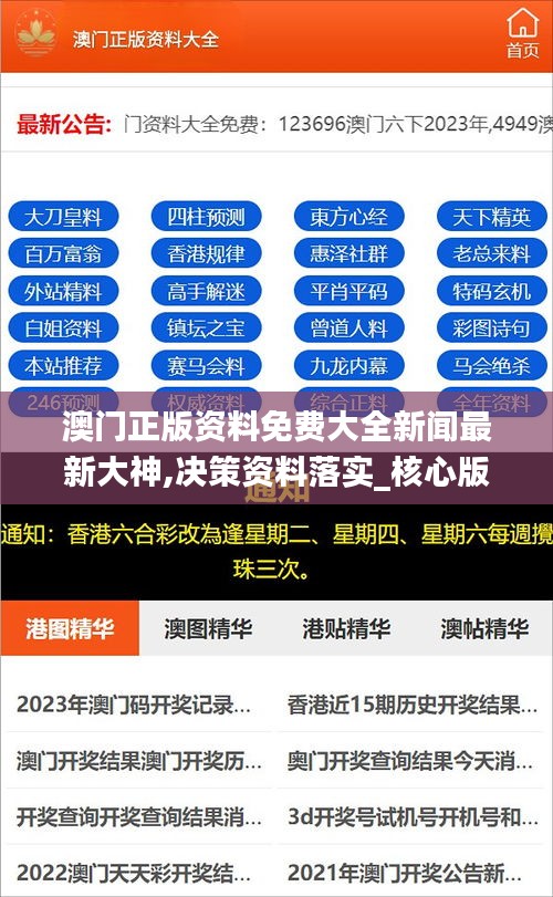 澳门正版资料免费大全新闻最新大神,决策资料落实_核心版571.92