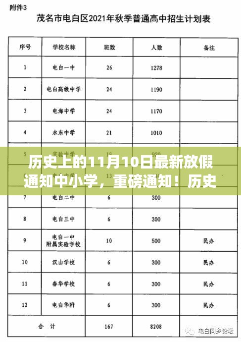 历史上的11月10日，中小学最新放假安排重磅通知揭秘