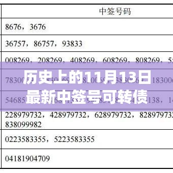 揭秘奇迹日，历史上的11月13日中签可转债的力量，开启自信成就之旅！