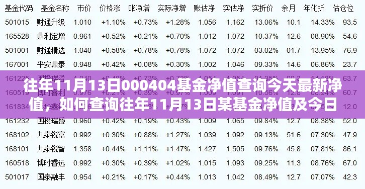 往年11月13日基金净值及今日最新净值查询指南，详细步骤与查询方法