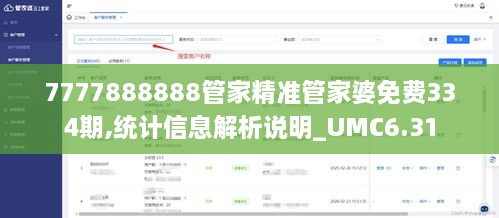 7777888888管家精准管家婆免费334期,统计信息解析说明_UMC6.31