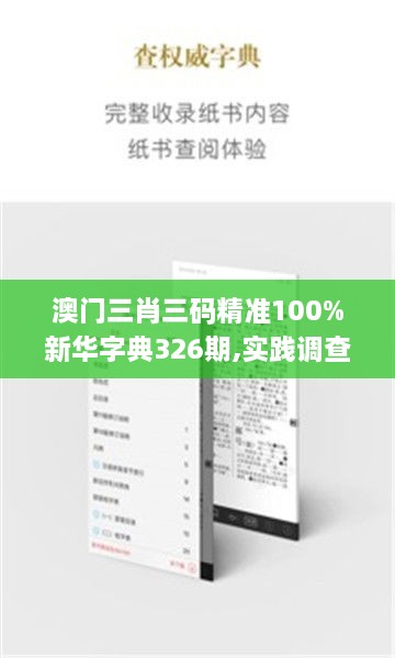 澳门三肖三码精准100%新华字典326期,实践调查说明_FYN6.18