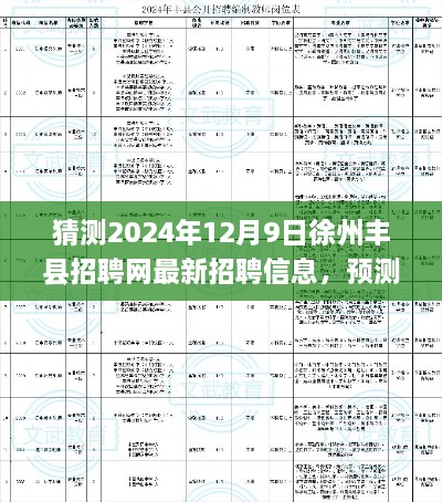 徐州丰县招聘网最新动态预测，未来岗位速递速递，2024年12月9日最新招聘信息