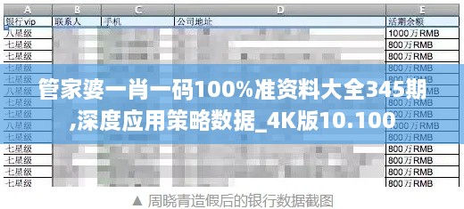 管家婆一肖一码100%准资料大全345期,深度应用策略数据_4K版10.100