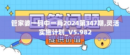 管家婆一码中一肖2024第347期,灵活实施计划_V5.982