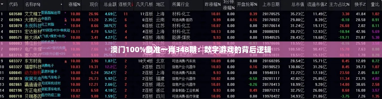 澳门100%最准一肖348期：数字游戏的背后逻辑