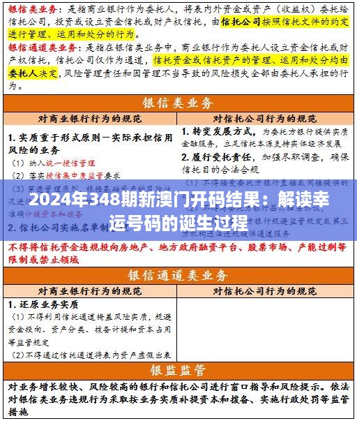 2024年348期新澳门开码结果：解读幸运号码的诞生过程