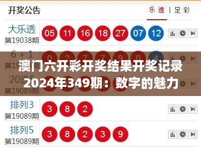 澳门六开彩开奖结果开奖记录2024年349期：数字的魅力与命运的对决