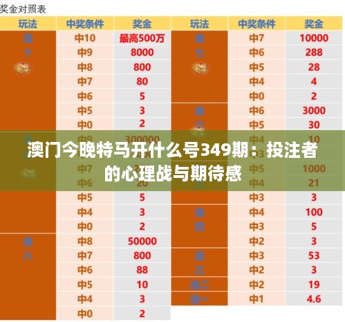 澳门今晚特马开什么号349期：投注者的心理战与期待感