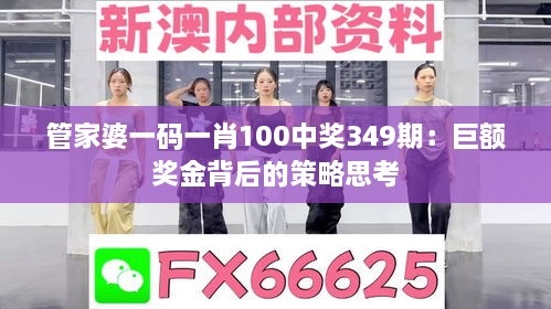 管家婆一码一肖100中奖349期：巨额奖金背后的策略思考