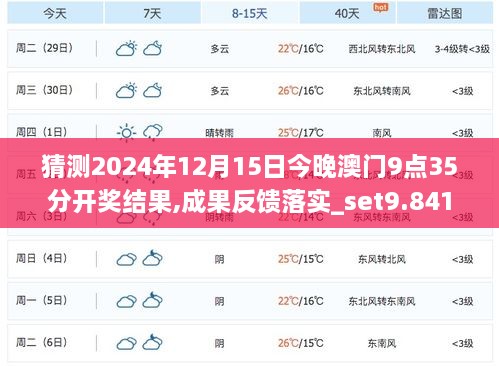 猜测2024年12月15日今晚澳门9点35分开奖结果,成果反馈落实_set9.841