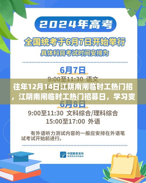 江阴南闸临时工招募日，学习成长，自信面对人生挑战