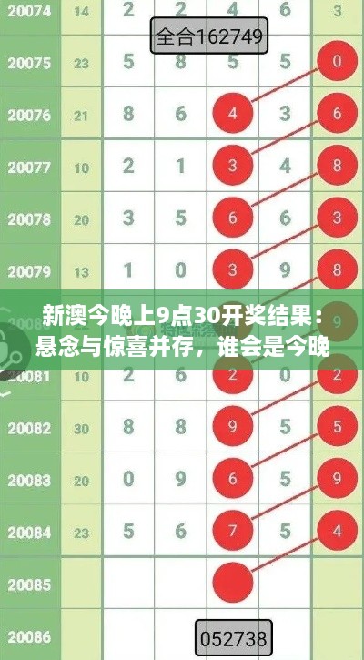 新澳今晚上9点30开奖结果：悬念与惊喜并存，谁会是今晚的胜者