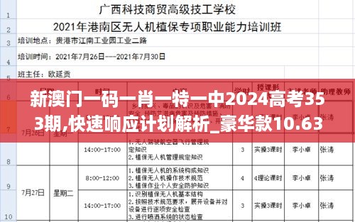 新澳门一码一肖一特一中2024高考353期,快速响应计划解析_豪华款10.636