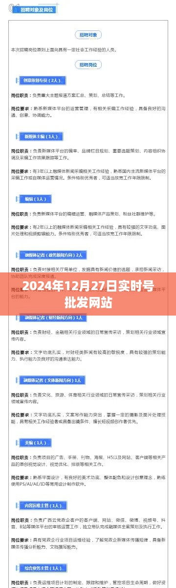 实时号批发网站，掌握最新资讯，尽在2024年12月27日