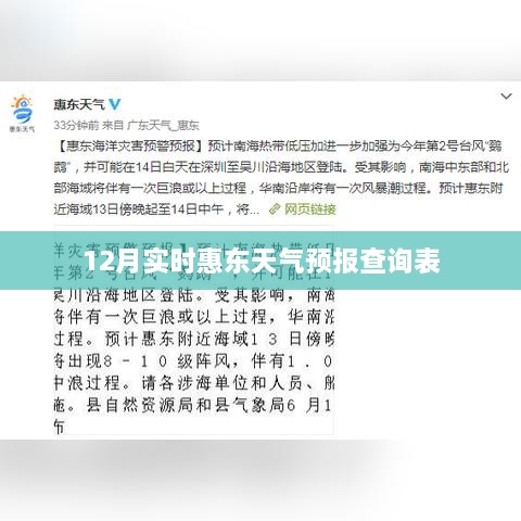 惠东天气预报查询表，十二月实时天气信息