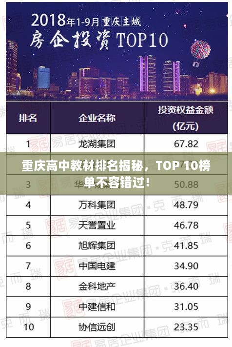 重庆高中教材排名揭秘，TOP 10榜单不容错过！