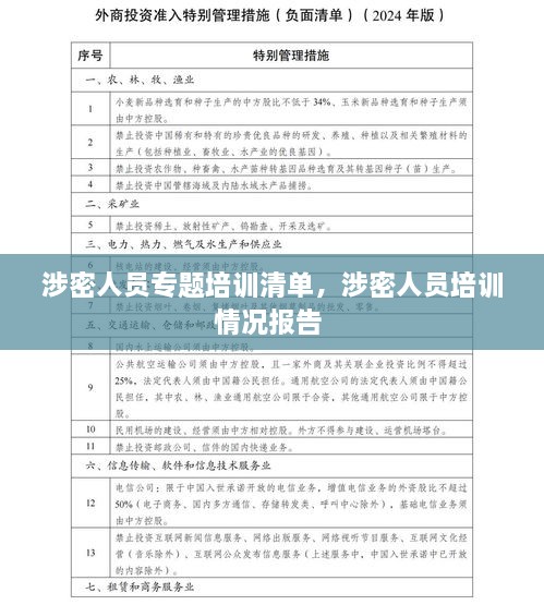 涉密人员专题培训清单，涉密人员培训情况报告 