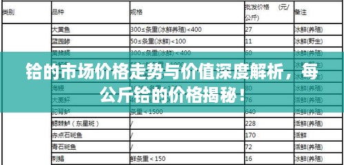 铪的市场价格走势与价值深度解析，每公斤铪的价格揭秘！