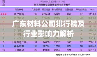 广东材料公司排行榜及行业影响力解析