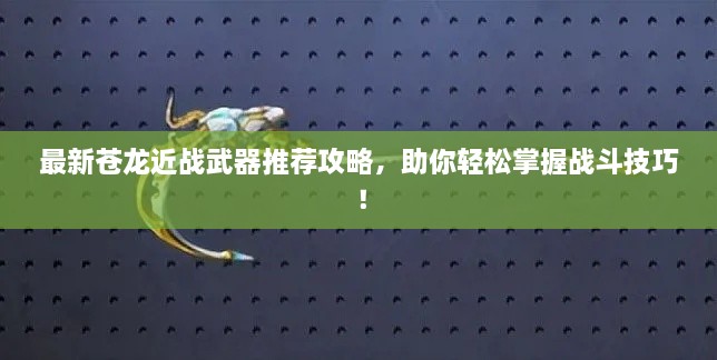 最新苍龙近战武器推荐攻略，助你轻松掌握战斗技巧！