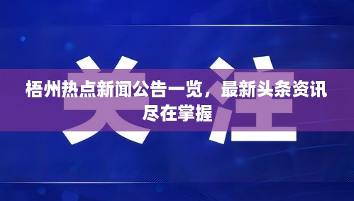 梧州热点新闻公告一览，最新头条资讯尽在掌握