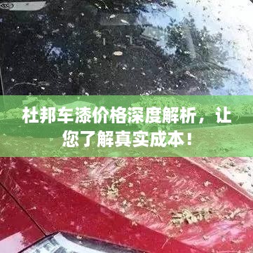 杜邦车漆价格深度解析，让您了解真实成本！