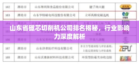 山东省磁芯切削机公司排名揭秘，行业影响力深度解析