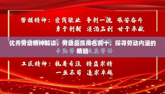 优秀劳动精神解读，劳动品质排名前十，探寻劳动内涵的精髓