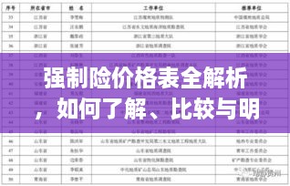 强制险价格表全解析，如何了解、比较与明智选择？