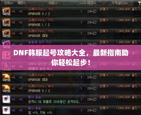 DNF韩服起号攻略大全，最新指南助你轻松起步！