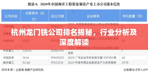 杭州龙门铣公司排名揭秘，行业分析及深度解读